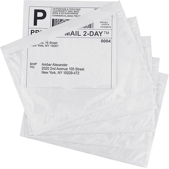 50pk - 7.5" x 5.5" Clear Plastic Adhesive Packing Mailing Shipping labels - Picture 1 of 6